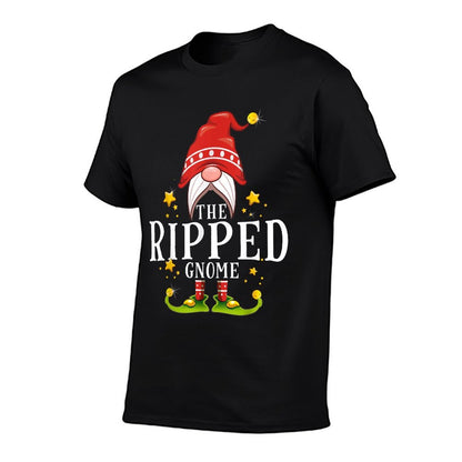The Ripped Gnome Christmas Matching  Rolled Sleeves T-Shirt