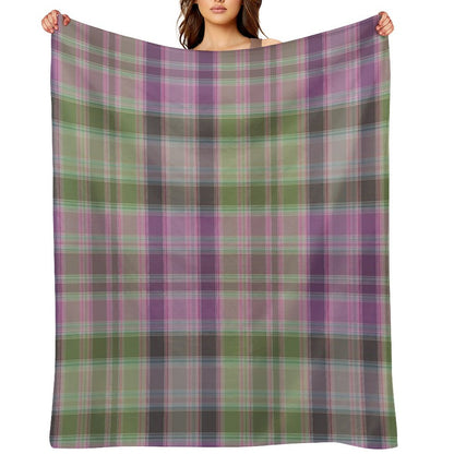 Green And Lilac Tartan Plaid. Throw Blanket