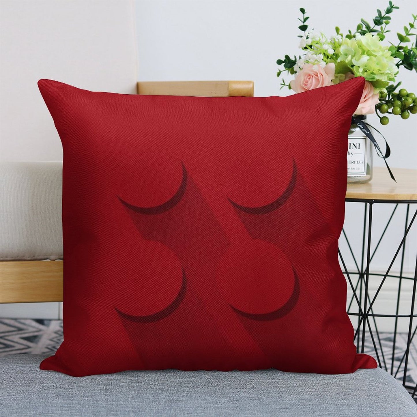 Red Brick Linen Throw Pillow Cover
