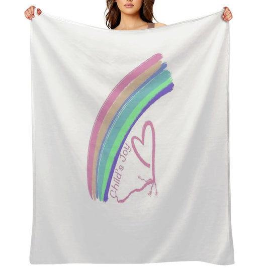 Child's Joy - Colorful Rainbow And Heart Throw Blanket