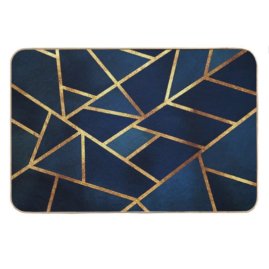 Navy Gold Stone Geometric Bath Mat
