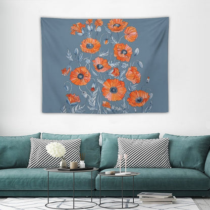 Poppies Floral Botanical Art Tapestry