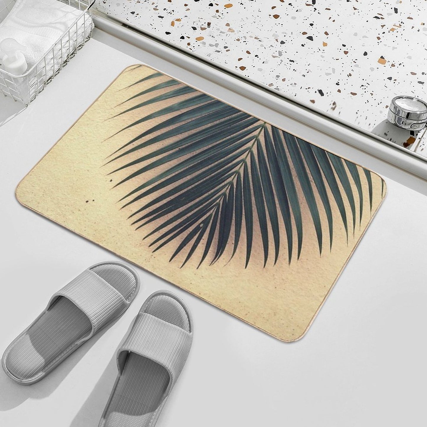 Palm Leaf Print Bath Mat