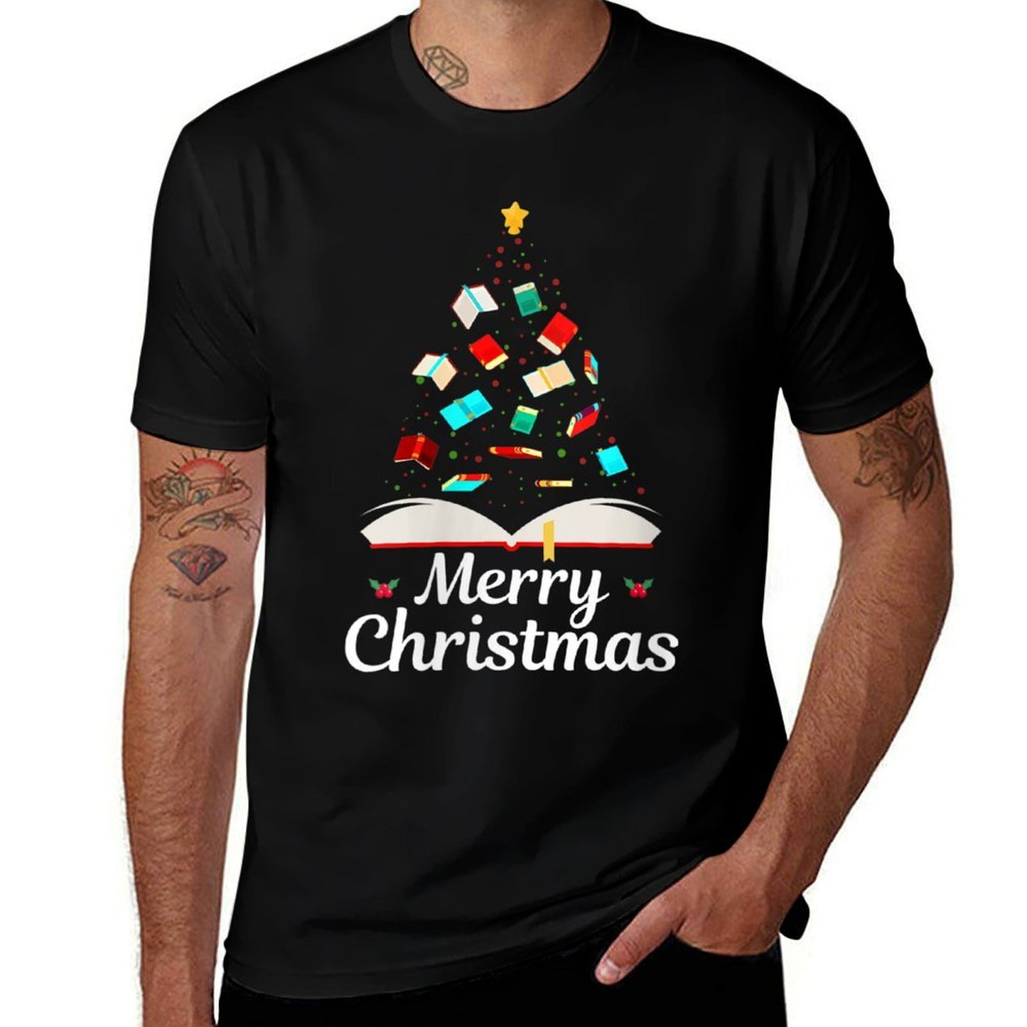 Womens Merry Christmas Book for The Family  Wrinkle-resistant T-Shirt
