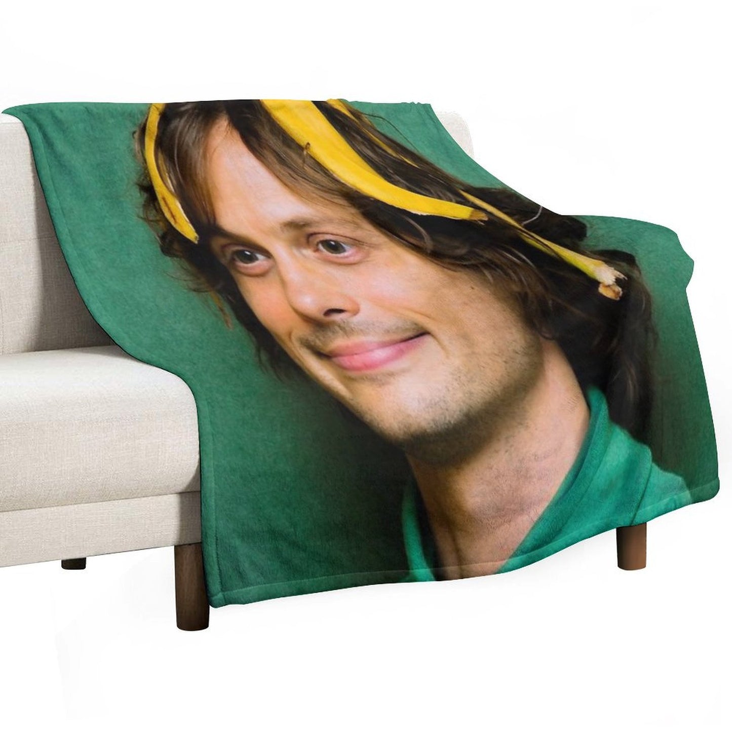 Matthew Gray Gubler with A Banana Throw Blanket