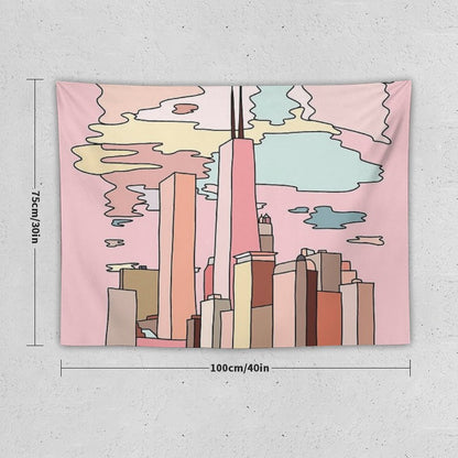 Chicago Sunset by Sasa Elebea Tapestry
