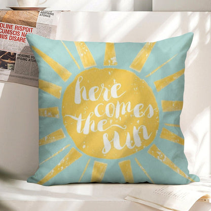 Here Comes The Sun Linen Throw Pillow Cover