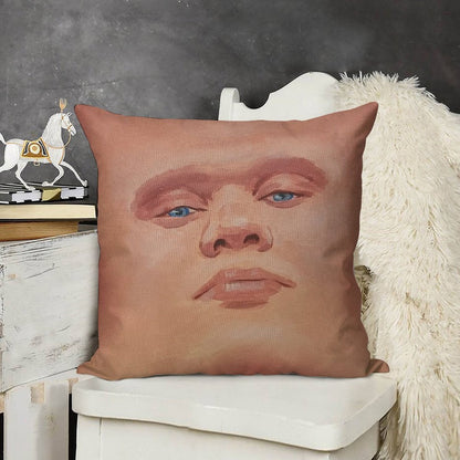 Smug Erling Haaland Face Linen Throw Pillow Cover