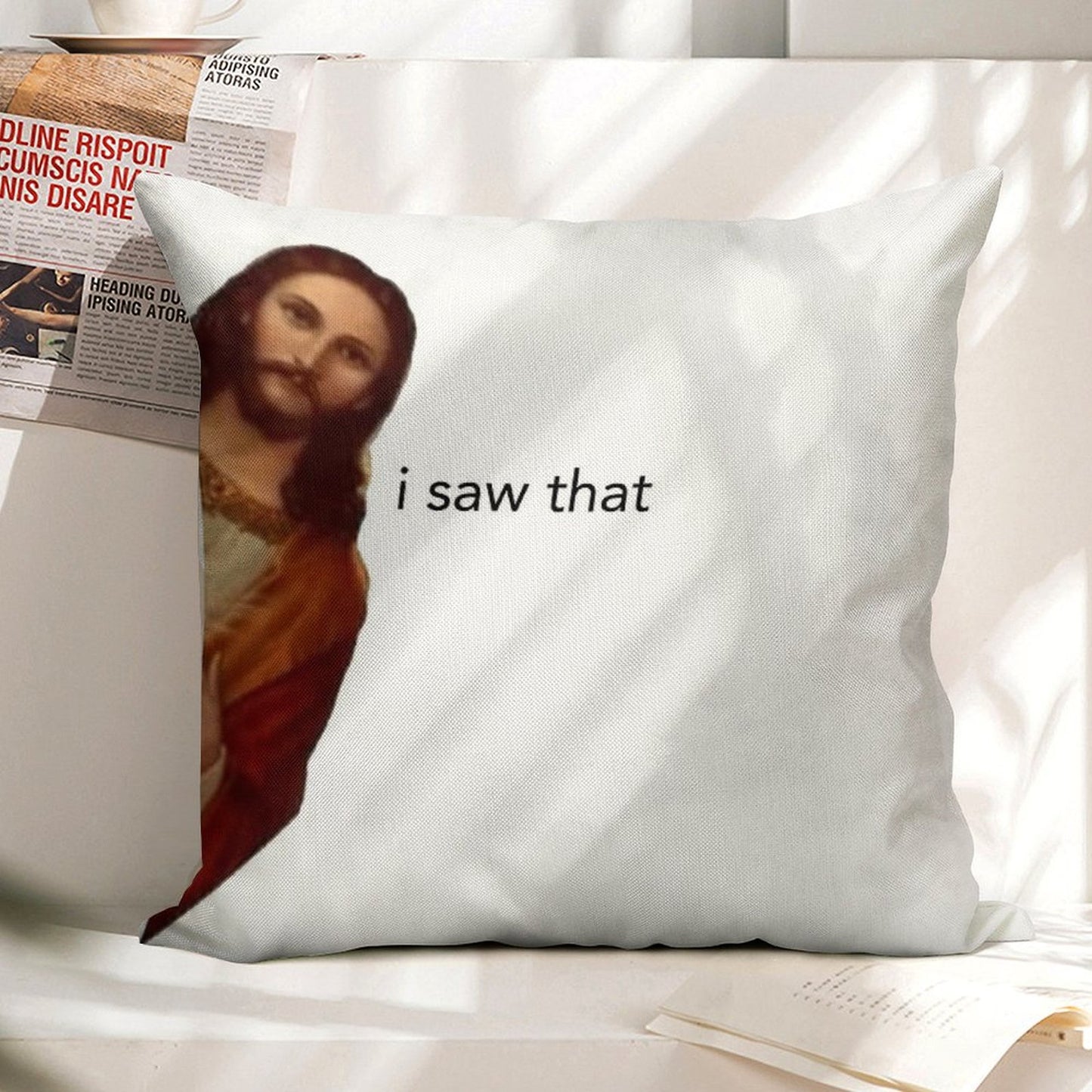 Jesus I Saw That Linen Throw Pillow Cover