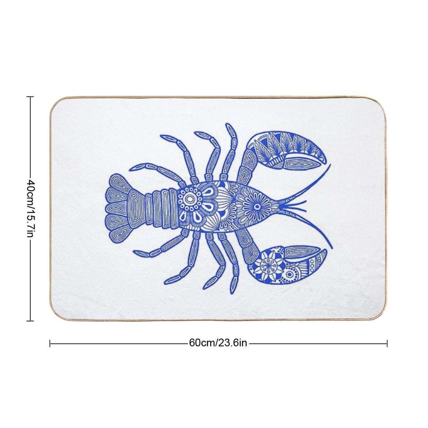 Lobster (blue And White, Horizontal) Bath Mat