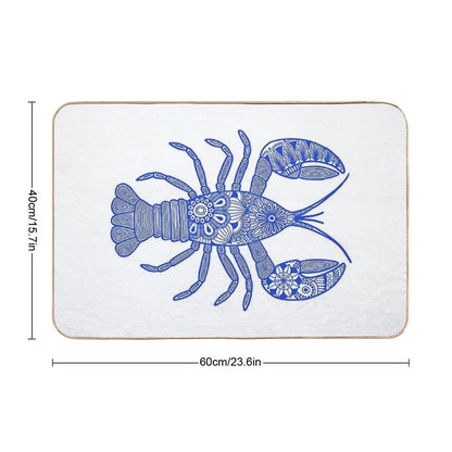 Lobster (blue And White, Horizontal) Bath Mat