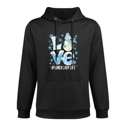 Winter Lunch Lady Love Snowman Lunch Lady Snow Christmas Layering Staple Hoodie