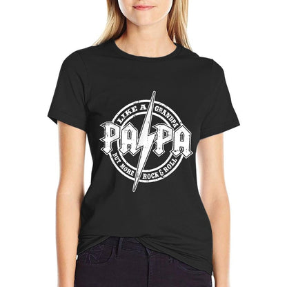 Papa Like A Grandpa Fathers Day Rocker Dad Rock Music Men T-Shirt
