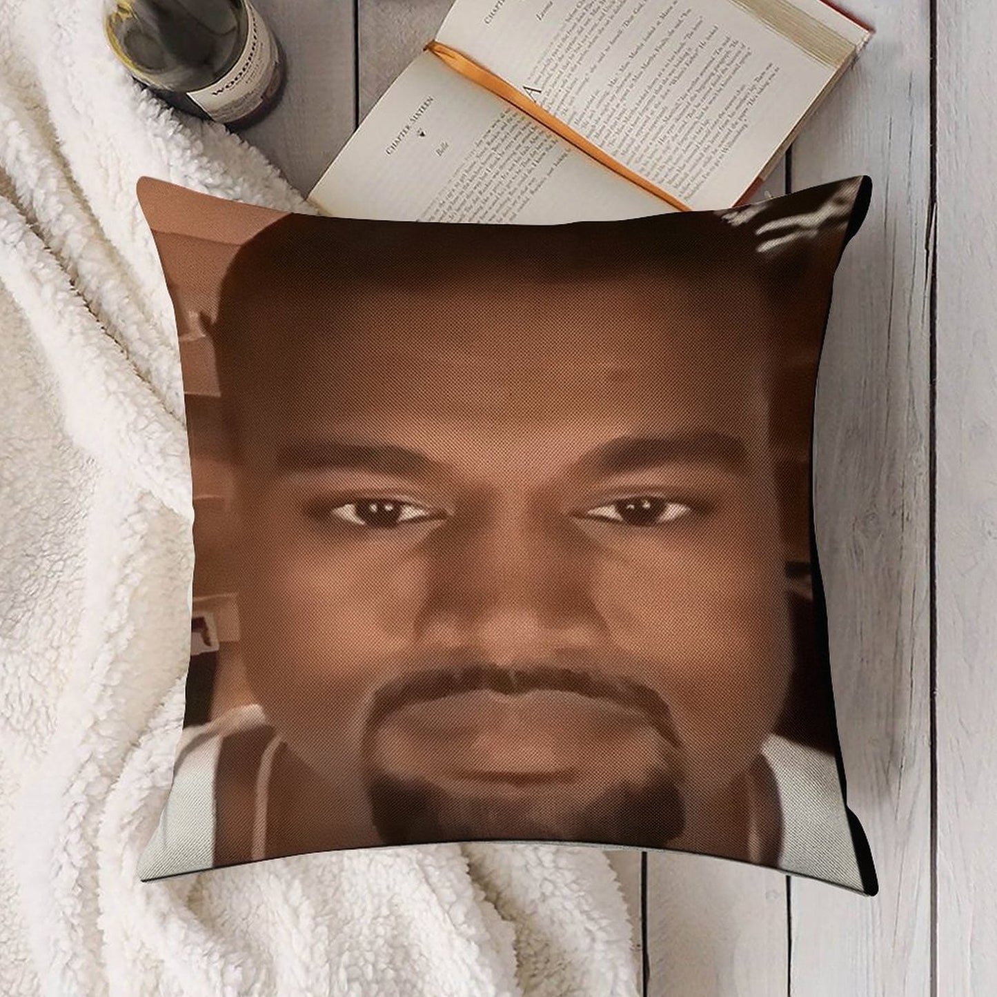 Kanye West Stretched Meme  TikTok Meme  Ye Linen Throw Pillow Cover