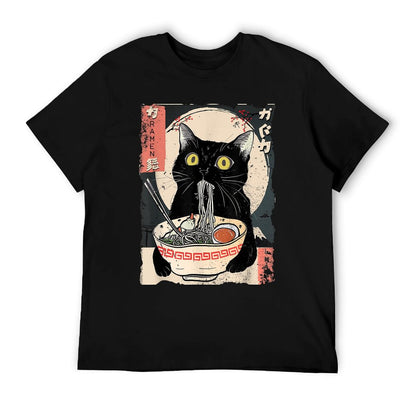Kawaii Cat Eating Ramen Noodles Funny Anime Gift Girlsns T-Shirt
