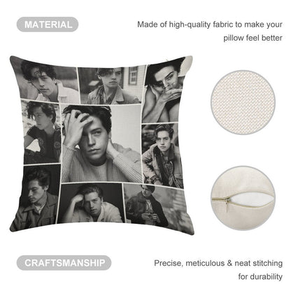 Cole Sprouse Black And White Linen Throw Pillow Cover