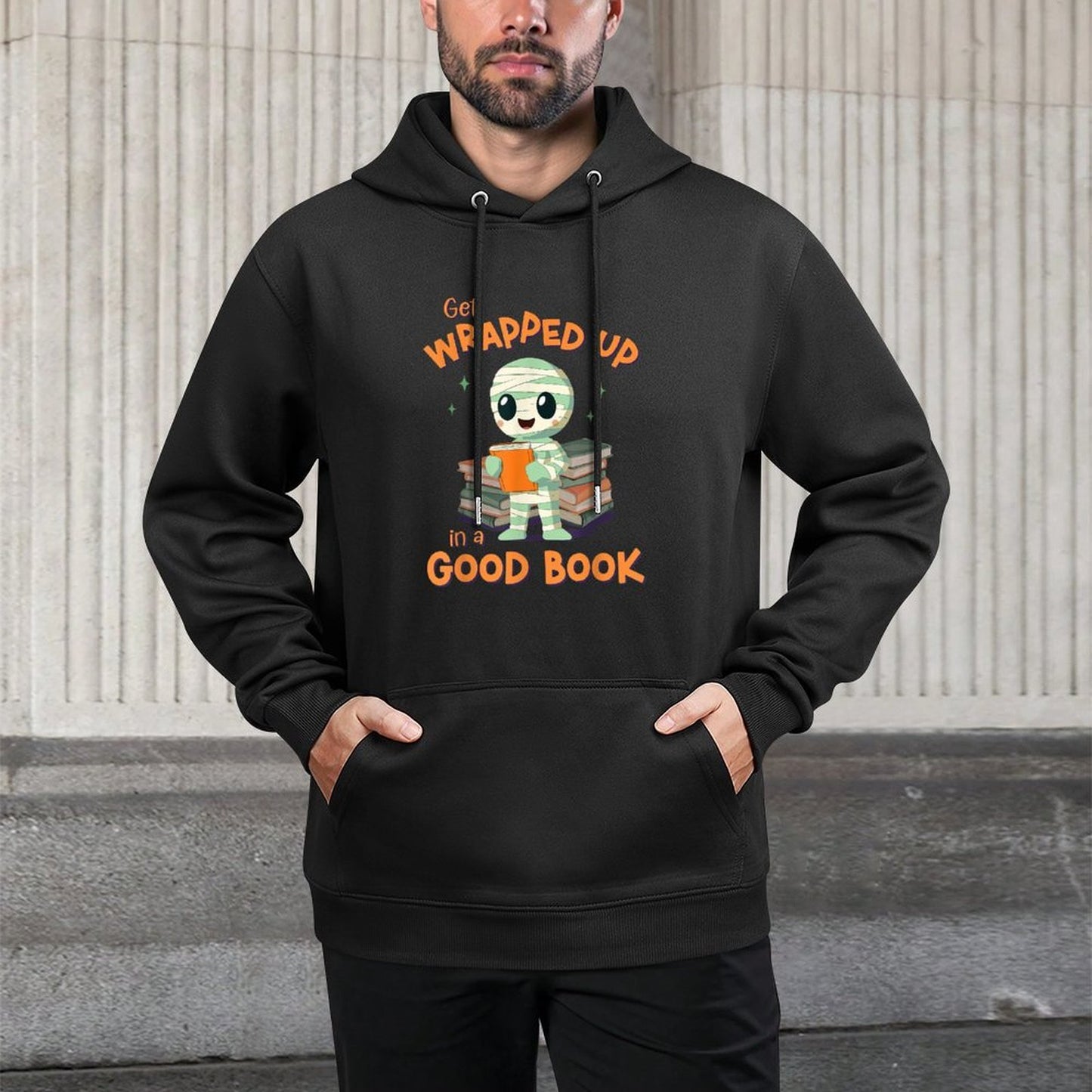 Cute Halloween Teacher Librarian Mummy Reading Books Shrink-Resistant Hoodie