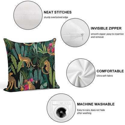 Tropical Cheetah Print Soft Hidden Zipper Throw Pillow