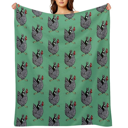 Cat Riding A Chicken Throw Blanket