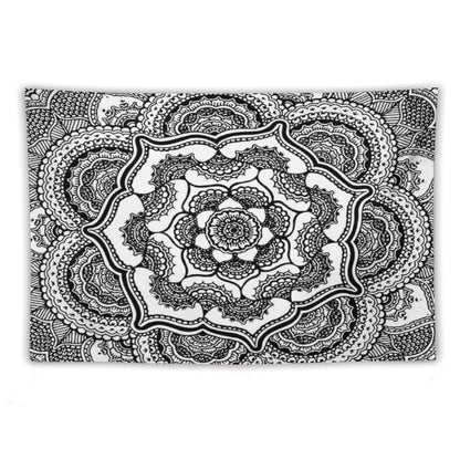 Spring Lotus  Abstract  Black And White Tapestry