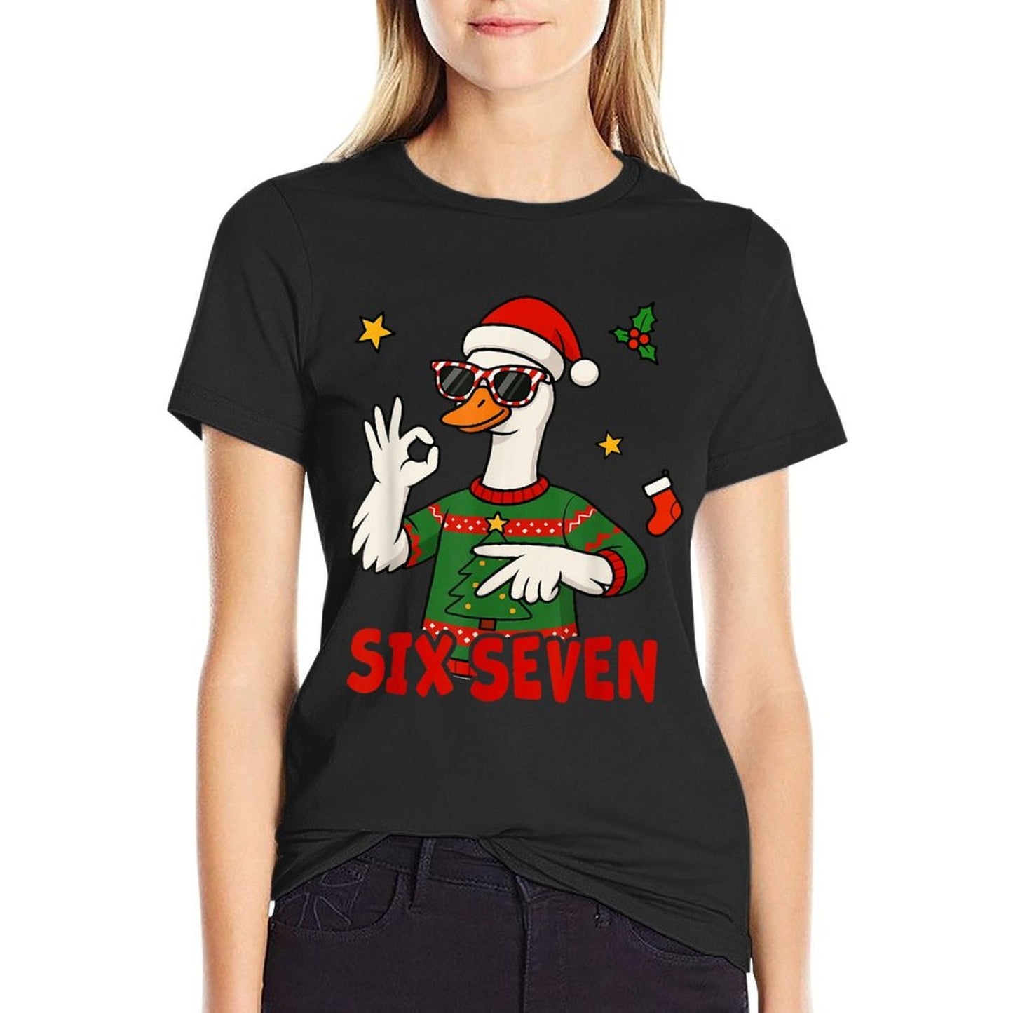 Funny Christmas Goose Six Seven 67 for Men And Women  Moisture-wicking T-Shirt