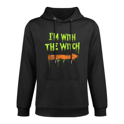 Im with The Witch Funny Halloween His And Her Gifts Relaxed Fit Hoodie