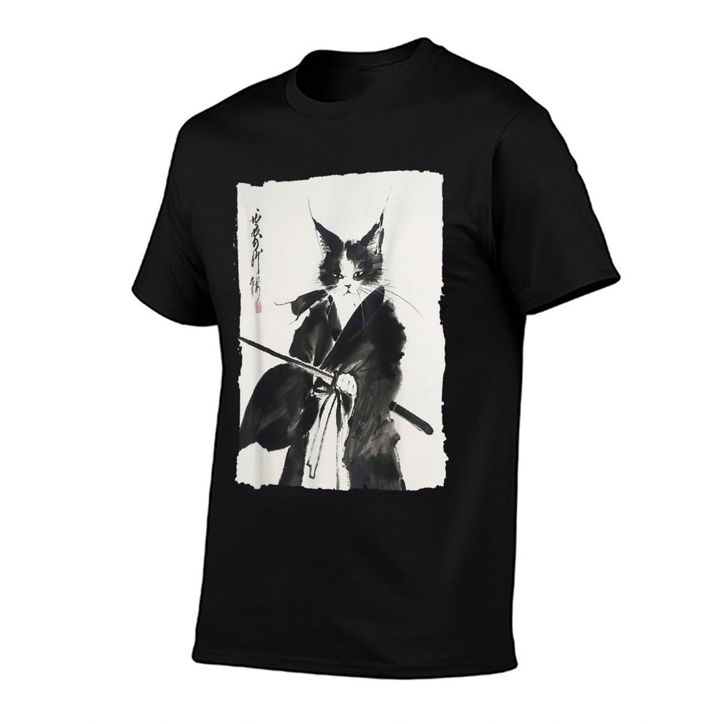 Samurai Cat Vintage Ukiyo-e Warrior Art Graphic Cat Art  Easy-care T-Shirt