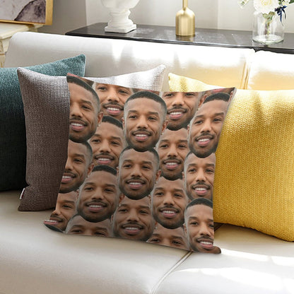 Michael B Jordan Heads Soft Short Plush Fabric Throw Pillow