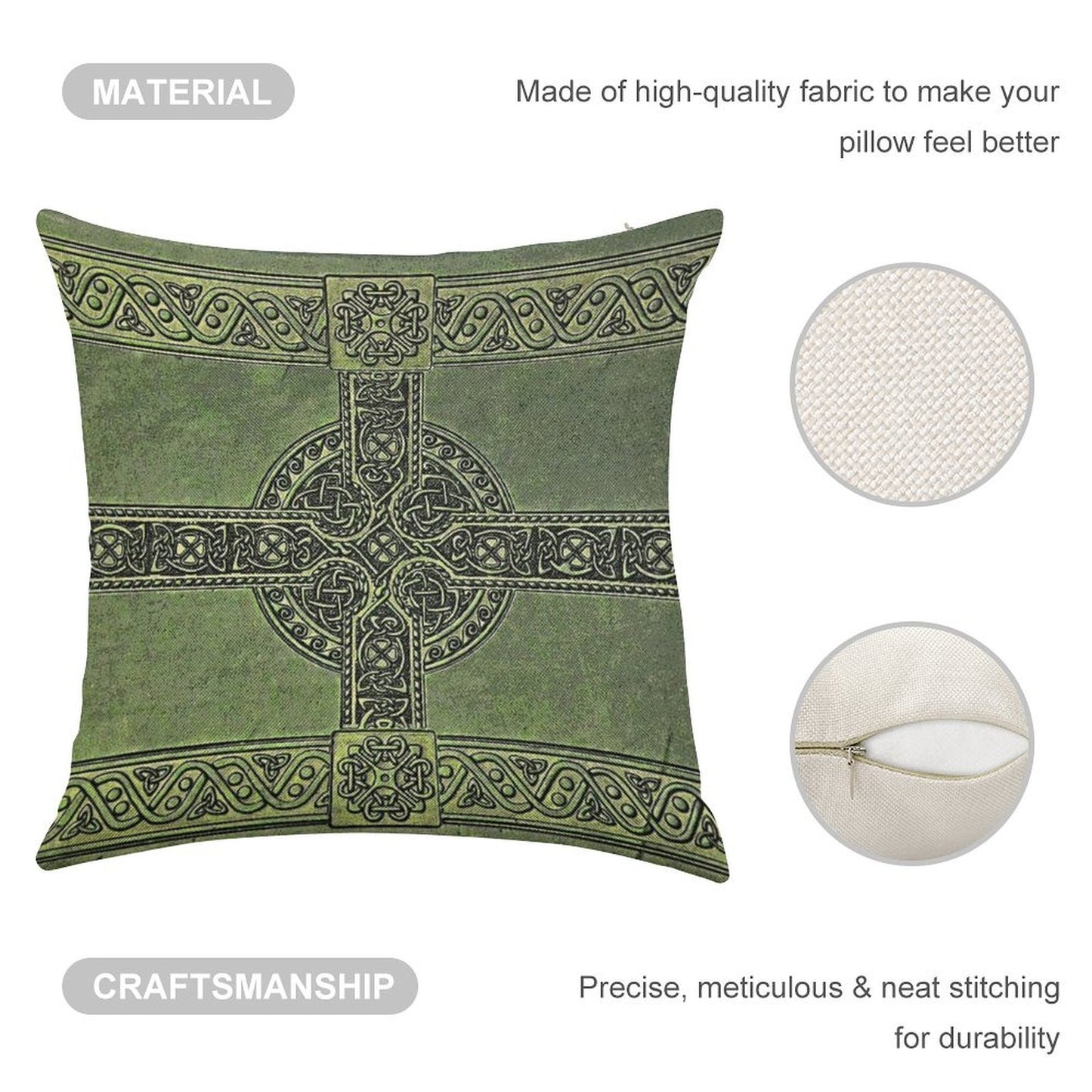 Celtic Knotwork Linen Throw Pillow Cover