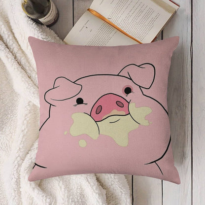 Waddles The Pig From Gravity Falls Linen Throw Pillow Cover