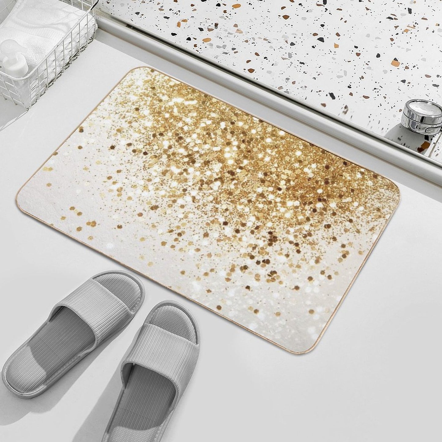 Gold Glam #2 (Photo of Glitter Only - Not Reflective) Bath Mat