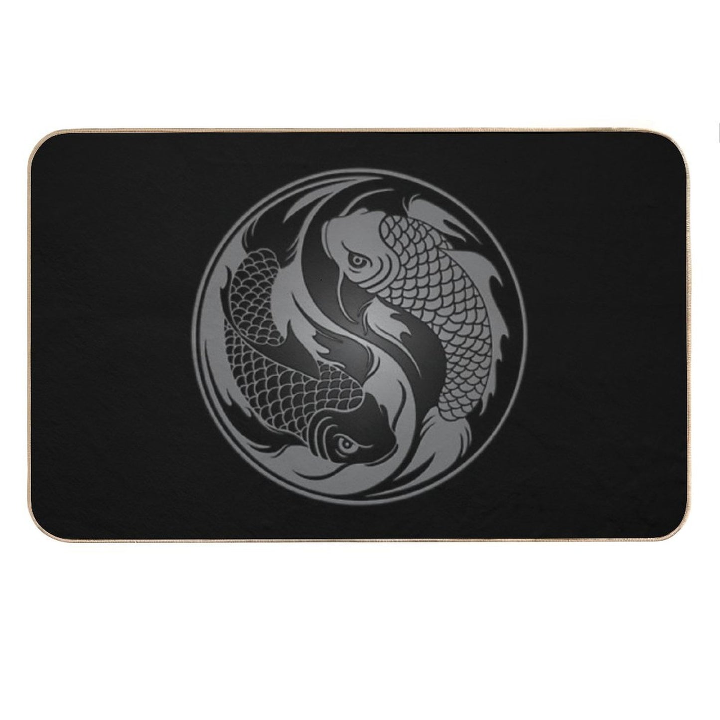 Gray And Black Yin Yang Koi Fish Bath Mat