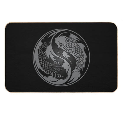 Gray And Black Yin Yang Koi Fish Bath Mat
