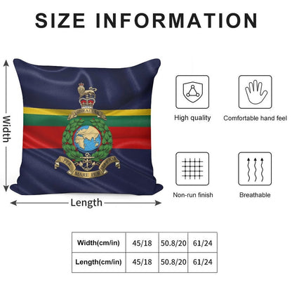Royal Marines - RM Badge over Royal Marine Flag Soft High-Density Material Throw Pillow