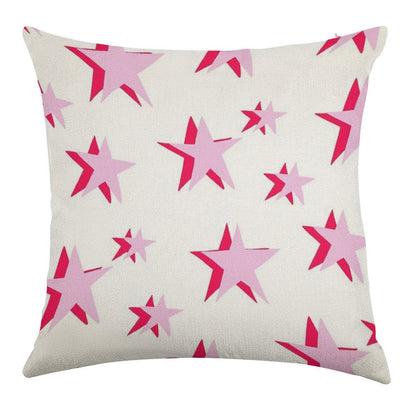 Pink And Red Vsco Star Pattern Linen Throw Pillow Cover