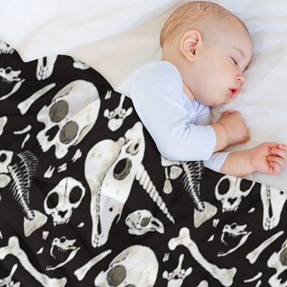 Black Skulls And Bones - Wunderkammer Throw Blanket