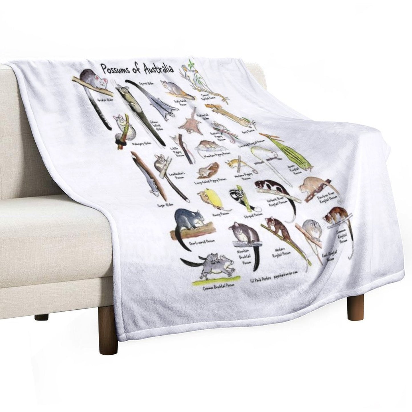 Possums of Australia (with Names) Throw Blanket