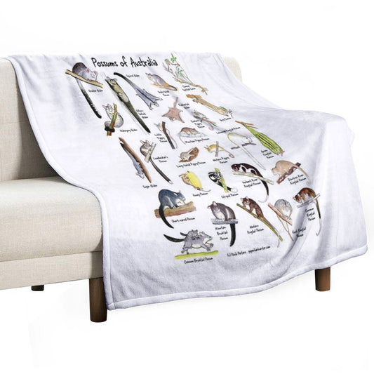 Possums of Australia (with Names) Throw Blanket
