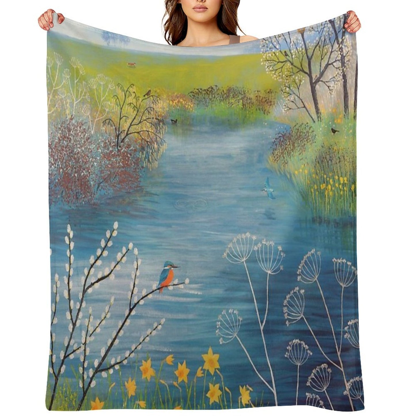 Spring at Kingfisher Pool Throw Blanket