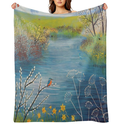 Spring at Kingfisher Pool Throw Blanket