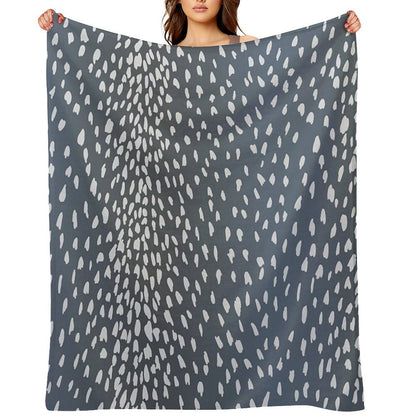 Navy Blue Denim Antelope Fawn Print Throw Blanket