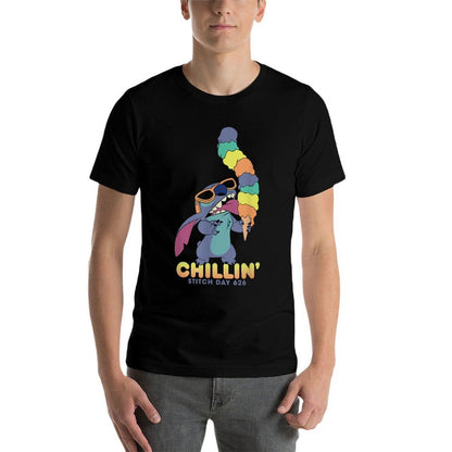 Disney Lilo And Stitch Ice Cream Chillin  Polyester Blend T-Shirt