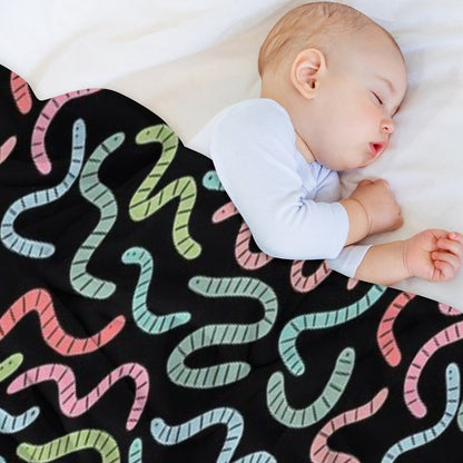 Cute Compost Earthworms. Funny Worms. Throw Blanket