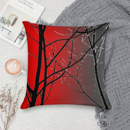 Red And Gray Soft Easy Maintenance Throw Pillow