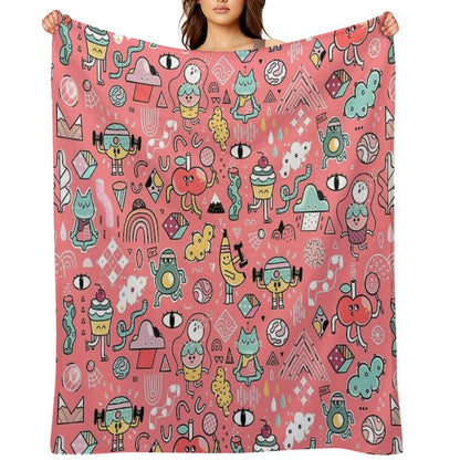 Funny Crazy Avocado, Banana, Ice Cream, Apple, Cat, Cupcake. Fitness Food. Throw Blanket