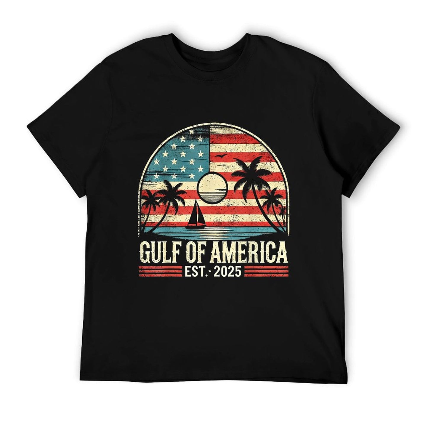 Vintage Gulf Of Us America Retro Sunset Gulf Of Us America T-Shirt