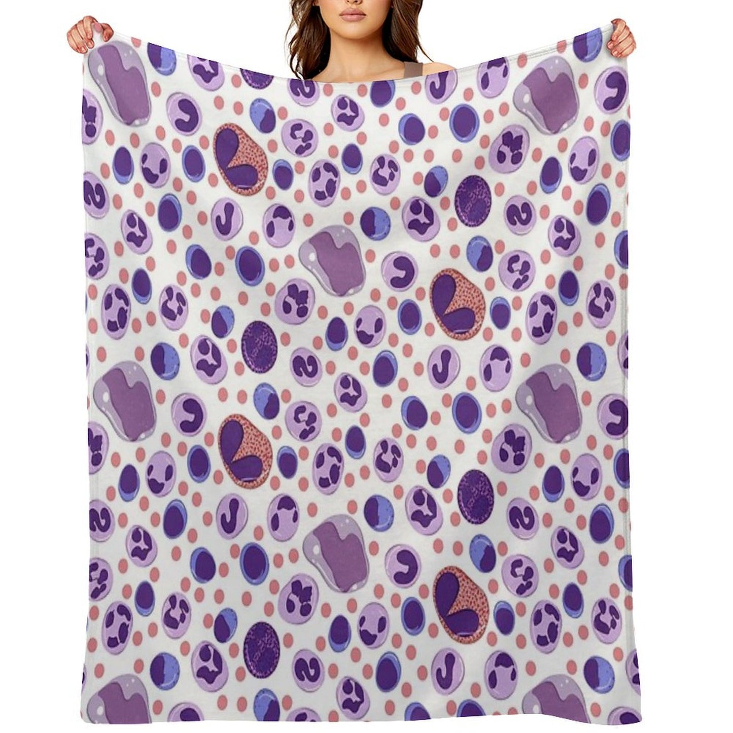 Large White Blood Cell Pattern Throw Blanket