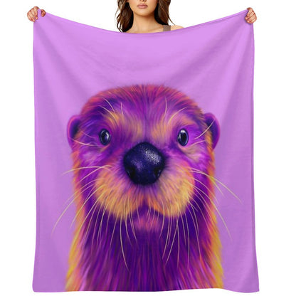 Purple Otter Throw Blanket