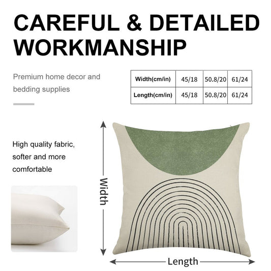 Arch Balance Green - Mid Century Modern Linen Throw Pillow Cover