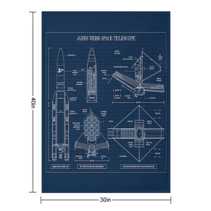 James Webb Space Telescope (Navy Blueprint) Throw Blanket